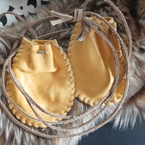 Handmade Medicine Bags Set Two Leather Suede Vintage